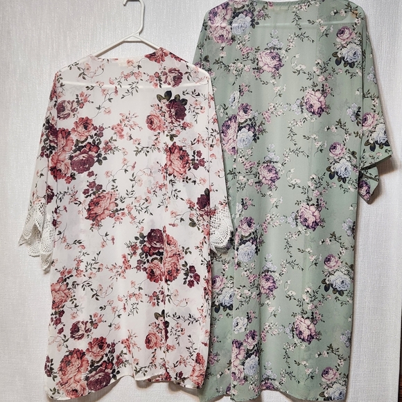 Vintage Wallflower Kimono Wrap Open Duster Nightie Robe Set Of 2 Both Large - Picture 9 of 11